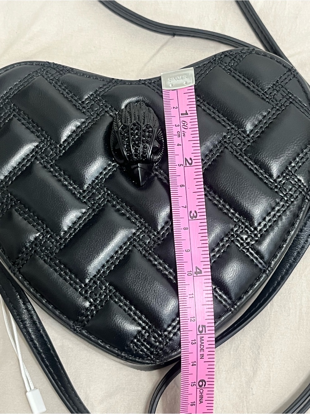 Kurt Geiger Kensington Black Quilted Heart Crossbody Bag - Picture 14 of 14